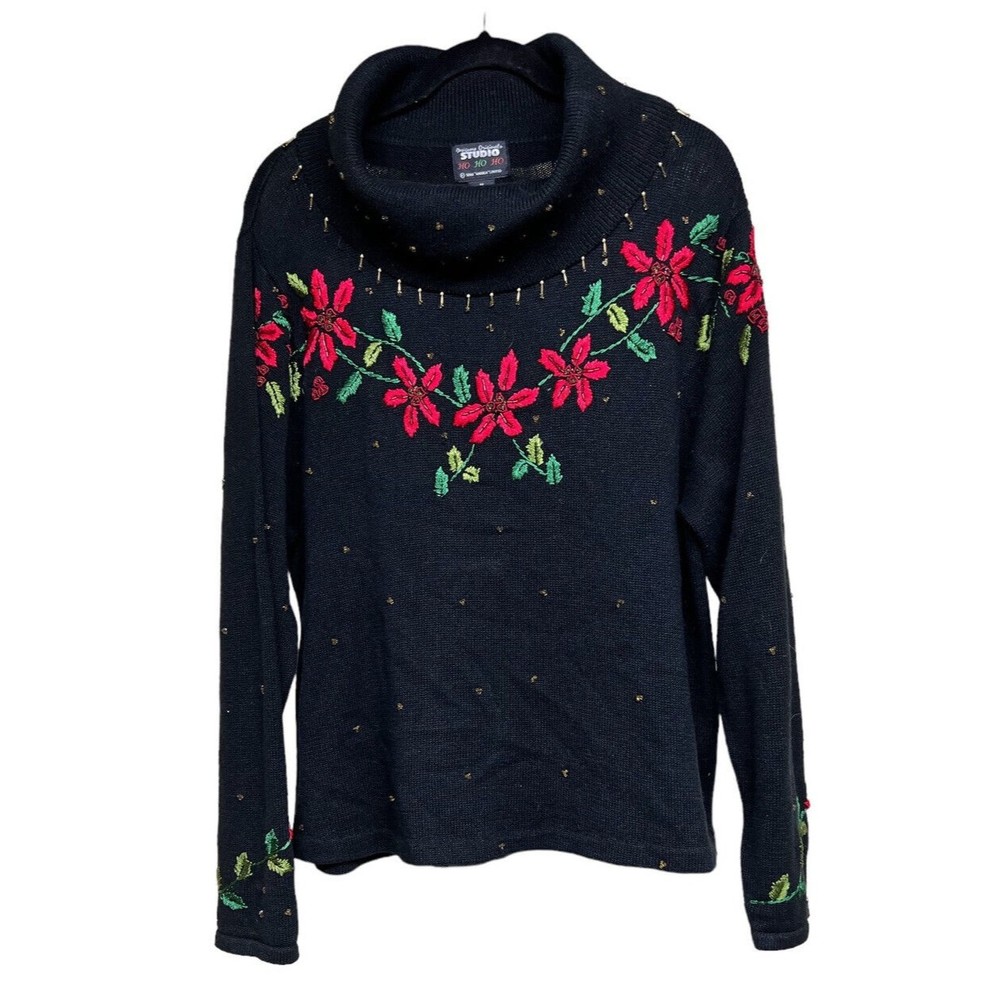 Designer Originals Studio Beaded Poinsettia Sweater Women’s Size‎ 2X
